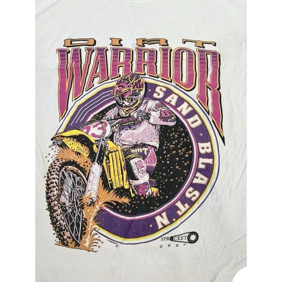 Vtg 90s Motocross Shirt Dirt Warrior Sand Blast’n Large Sprocket Gear Cook ‘93 - Picture 2 of 15